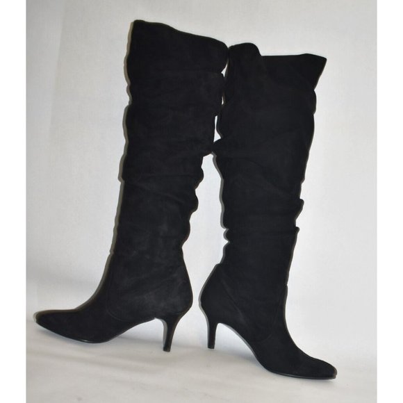 $700 STUART WEITZMAN Lafayette Slouch Boot OVER THE KNEE SUEDE BLACK 8.5 (JB25) - Picture 6 of 10